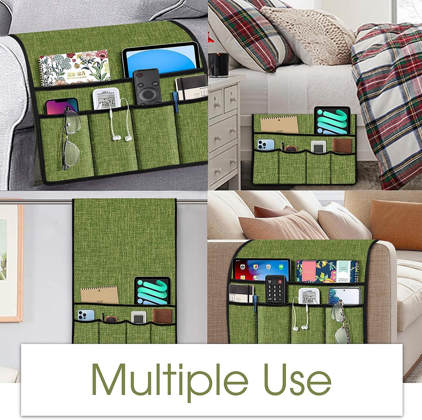 Joywell Remote Caddy Couch Remote Control Holder for Recliner Sofa Armrest Organizer Non Slip Arm Chair Caddie with 6 Pocket Storage for Magazine, Tablet, Phone, iPad, Black