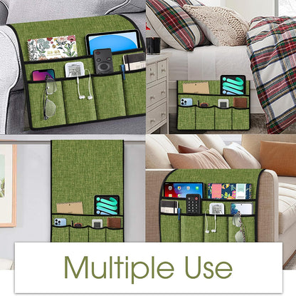 Joywell Remote Caddy Couch Remote Control Holder for Recliner Sofa Armrest Organizer Non Slip Arm Chair Caddie with 6 Pocket Storage for Magazine, Tablet, Phone, iPad, Black