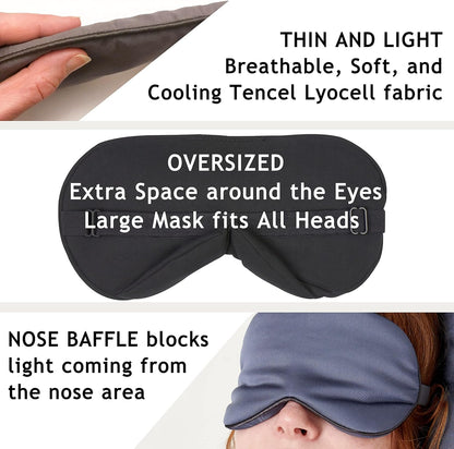 100% Bamboo Viscose Sleep Eye Mask - Dark Gray - Superior to Cotton - Light Blocking Travel Blindfold for Men & Women - Ultra-Soft & Comfortable with Adjustable Strap for Restful Sleep - by JoMo