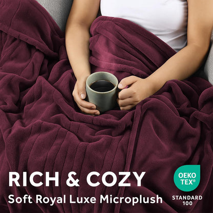 Sunbeam Electric Throw Royal Luxe Microplush Heated Blanket, 4 Heat Settings, 4-Hour Auto Shut-Off, Fast Heating, Warm and Cozy, Walnut Color, 50" x 60"