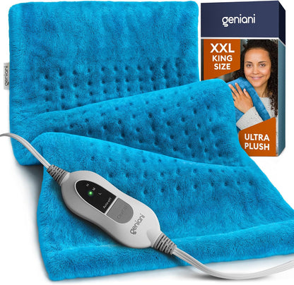GENIANI Back Pain & Relaxation Gifts for Women – Electric Heating Pad for Back, Neck & Shoulders, Soft Microplush Electric Throw Heating Pad for Period Comfort, Fast Heating, Auto Shut Off, 12"x24"