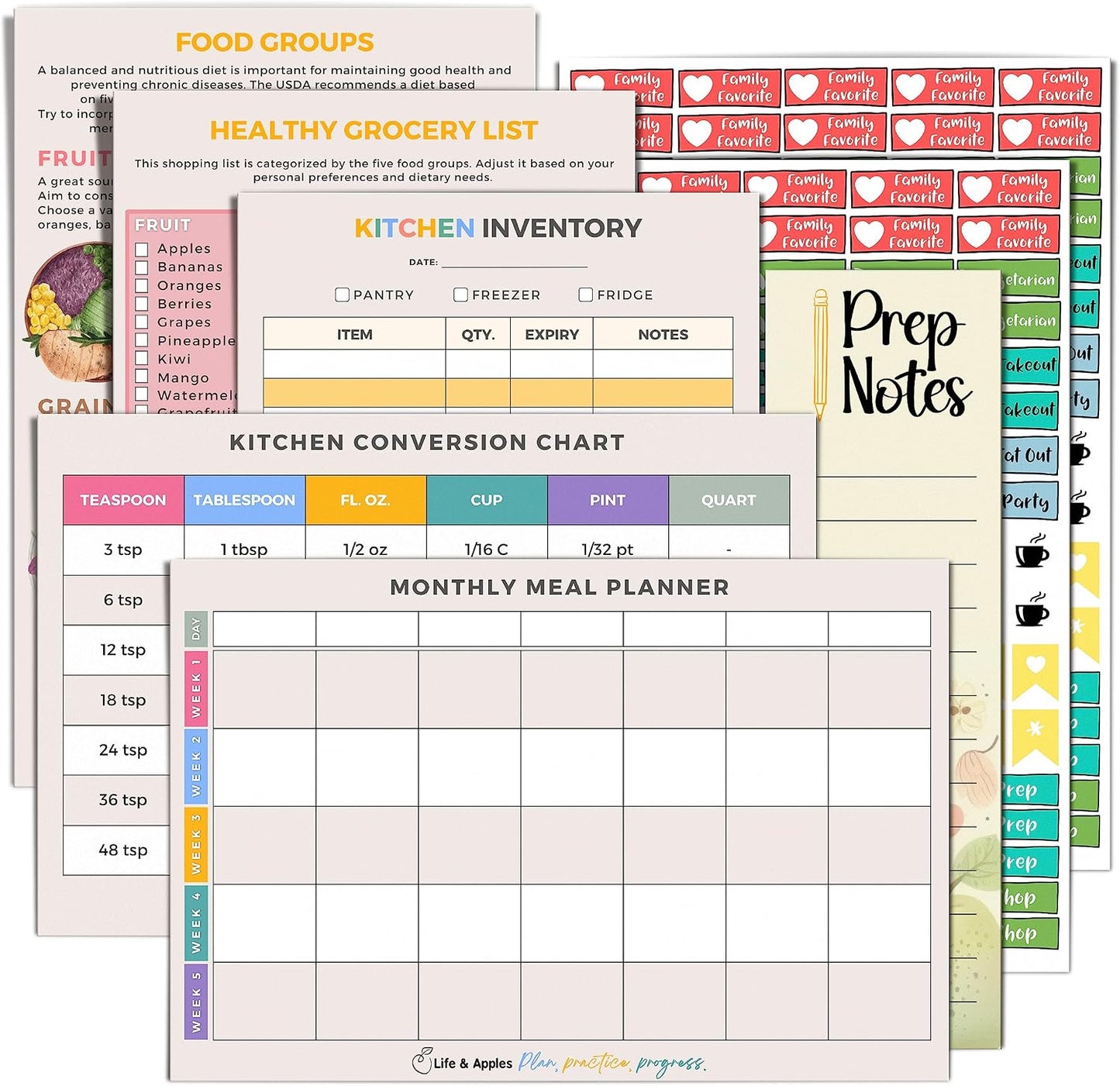 Life & Apples Weekly Meal Planner Notebook with Grocery List, Forest | Meal Planning Notebook, Meal Prep Journal and Food Planner to Organize a Weekly Menu, Grocery List and Family Meals