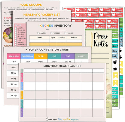 Life & Apples Weekly Meal Planner Notebook with Grocery List, Forest | Meal Planning Notebook, Meal Prep Journal and Food Planner to Organize a Weekly Menu, Grocery List and Family Meals