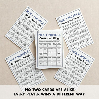 Find Someone Who Bingo Cards, 25 Unique 5x7 Sheets, Get to Know You Activity, Team Building Games for Work, Ice Breakers Games for Office Party-A04