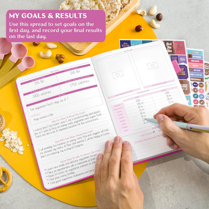 Legend Food Journal, Weight Loss & Meal Tracking Diary 5.8x8.3 Hot Pink
