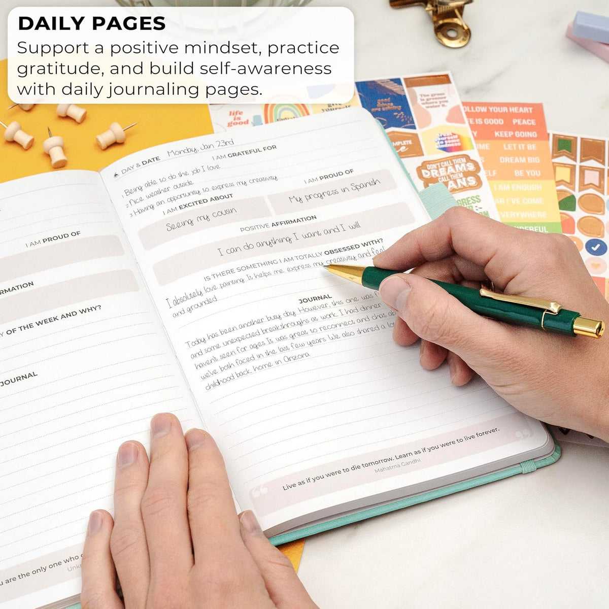 Clever Fox Positivity Journal for Women, 5-minute Gratitude, Seashell
