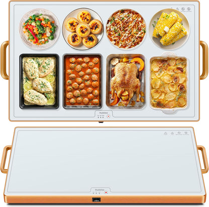 Warming Mat for Food,Extra Long 40"x12",Tempered Glass Warming Tray, Black