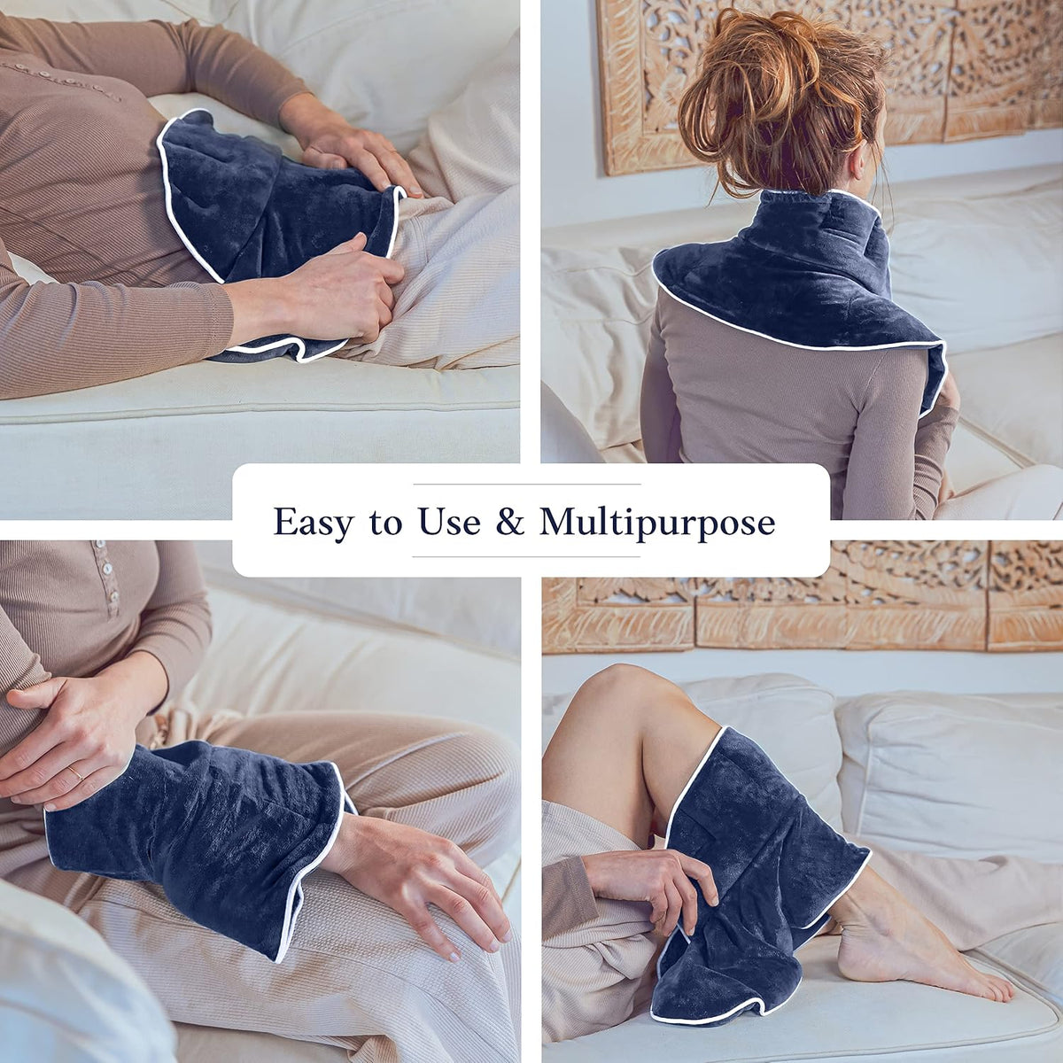 Qomfor - Microwavable Neck Wrap - Dark Blue, Lavender Scent - Weighted Neck/Shoulder Wrap - Heating Pad - Hot/Cold Muscle Therapy, Stress Relief, Arthritis Pain, Soothing Comfort, Headache