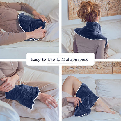 Qomfor - Microwavable Neck Wrap - Dark Blue, Lavender Scent - Weighted Neck/Shoulder Wrap - Heating Pad - Hot/Cold Muscle Therapy, Stress Relief, Arthritis Pain, Soothing Comfort, Headache