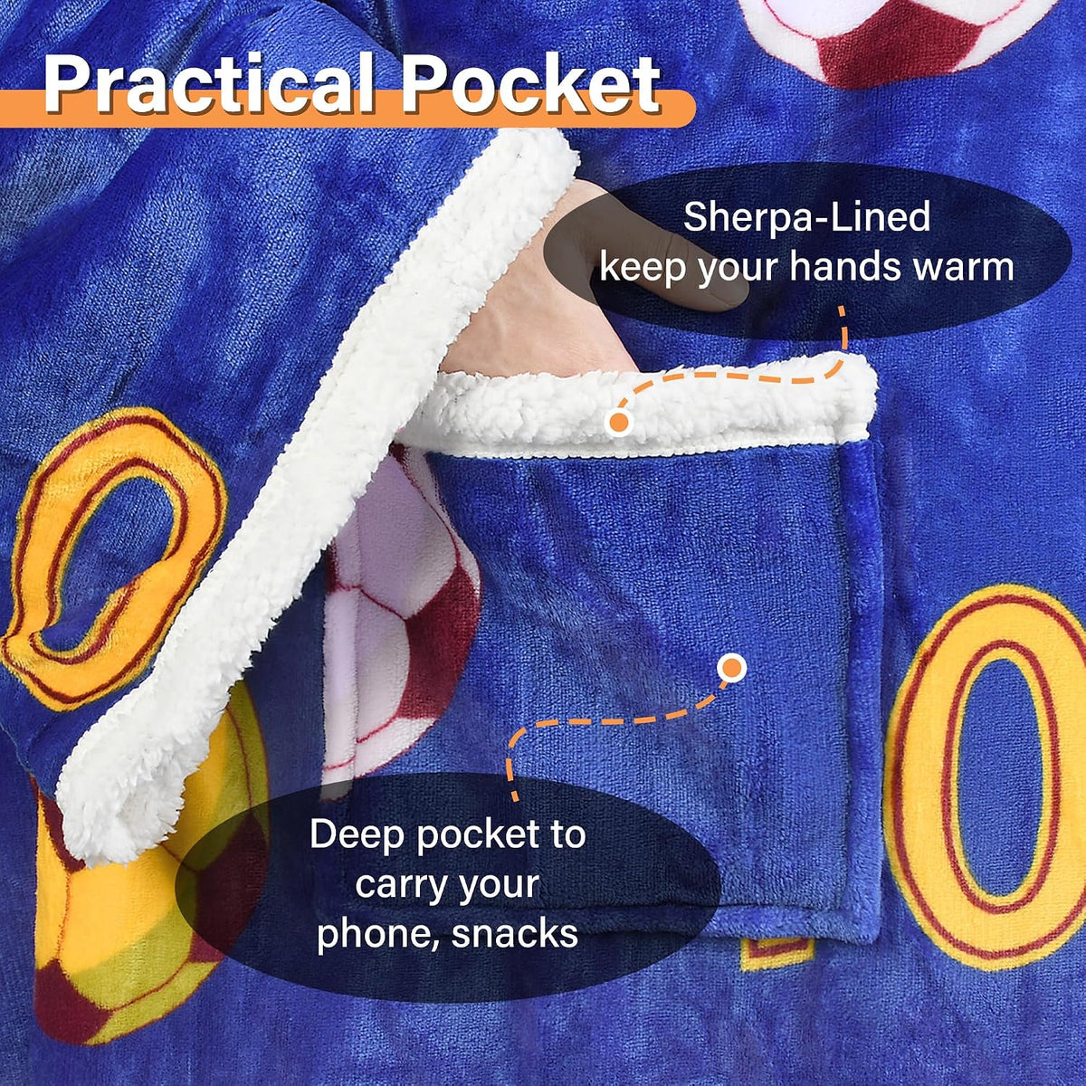 Catalonia Sherpa Wearable Blanket with Sleeves and Pocket for Adults