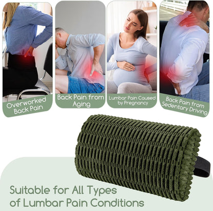 Lumbar Support Pillow for Recliner Chair/Office Chair/Couch, Memory Foam Back Support Cushion with Adjustable Strap, Recliner Cushions for Lower Back Pain Relief, Sleeping, Washable Cover, Beige