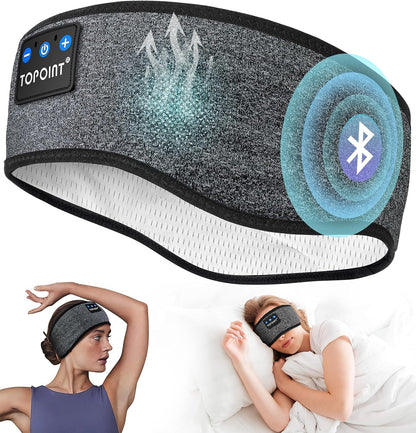 TOPOINT Sleep Headphones Headband Bluetooth 5.4, Sports Headband Earphones Sleeping Bluetooth Wireless with USB C for Women Men Sports Gifts Workout Jogging Yoga Insomnia Air Travel Meditation