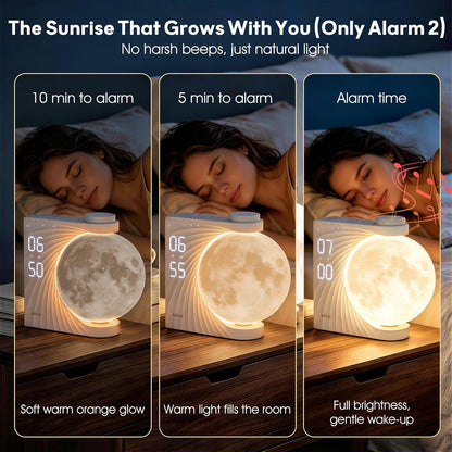 AIRIVO Alarm Clock for Bedrooms, Sunrise Alarm Clock Wake Up Light for Kids Teens, White Noise Sound Machine, Moon Light Dual Alarms for Heavy Sleepers, Night Light Clock for Preppy Room Decor