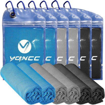 YQXCC 4 Pack Cooling Towels (47"x12"), Ice Cool Towels for Neck & Face | Soft Breathable Microfiber, Instant Cooling Neck Wraps, Ideal for Yoga, Golf, Gym, Running, Camping & Hot Weather