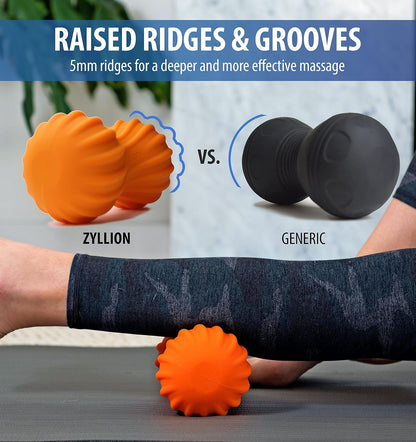 Zyllion ZMA-30 Vibrating Peanut Massage Ball Roller for Pain Relief, Orange