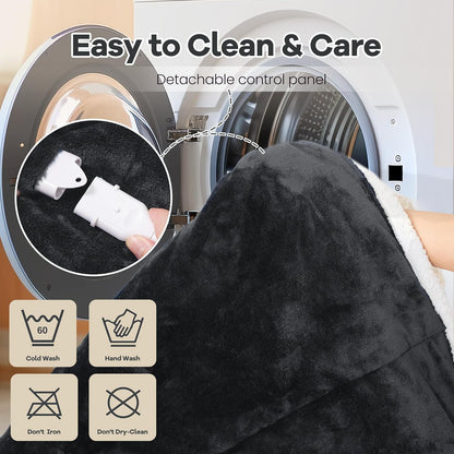 MAXEVE Heated Wearable Blanket with Foot Pocket & Sleeves Electric Snuggle