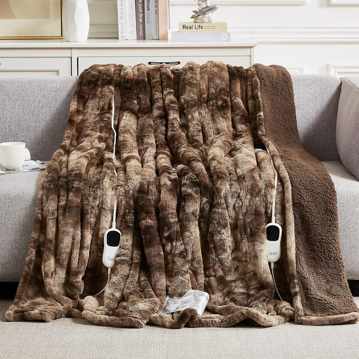 Homemate Heated Blanket Electric Heating Throw 50x60 Plush Faux Fur Sherpa