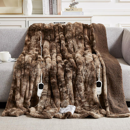 Homemate Heated Blanket Electric Heating Throw 50x60 Plush Faux Fur Sherpa