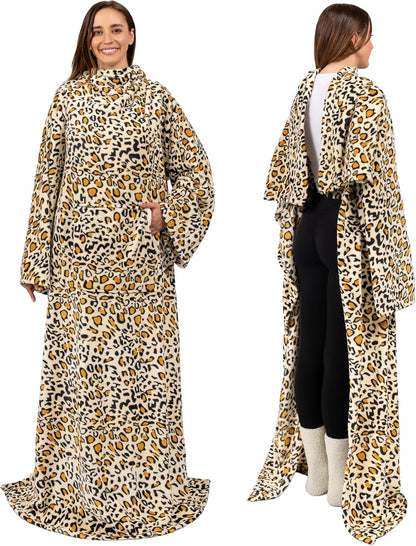 PAVILIA Blanket with Sleeves for Adult Women Men, Soft Warm Wearable Blanket Fleece Wrap Throw, Robe Blanket Gift