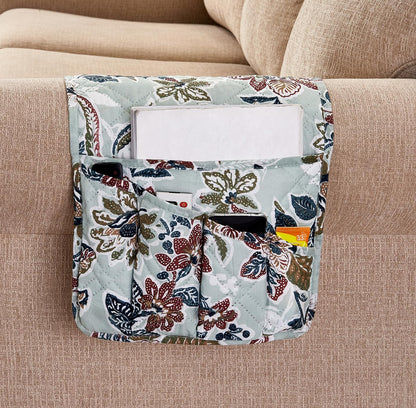 Brilliant Sunshine Burgundy Toile Floral Couch Armrest Cover, 35"×13" | Washable Magazine Holder, Armrest Organizer & Caddy on Sofa, Recliner, Armchair, Storage for Remote Controls, Phone, iPad