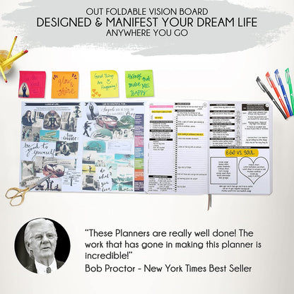 Freedom Mastery Daily Journal of Gratitude, Productivity & Habit Tracker | Undated 90-Day Planner with Daily Reflection, Mindfulness, Positivity, Vision Board & Stickers, Gratitude Journal for Women