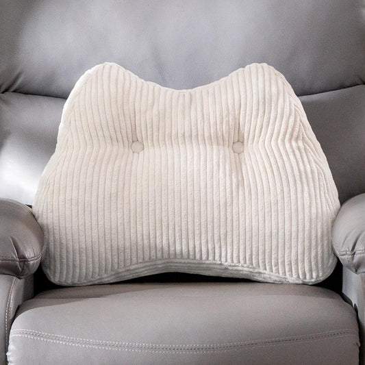Lumbar Support Pillow for Recliner Chair/Accent Chair/Couch/Office Chair, Tufted Corduroy Back Support Cushion for Elderly, M-Shaped Recliner Cushions for Back Rest, Pain Relief, Reading, Dark Grey