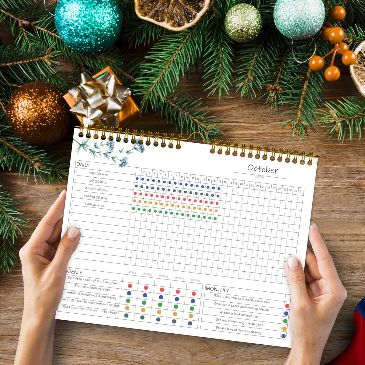 Habit Tracker Calendar Undated for Daily, Weekly & Monthly, 7.5" x 10"