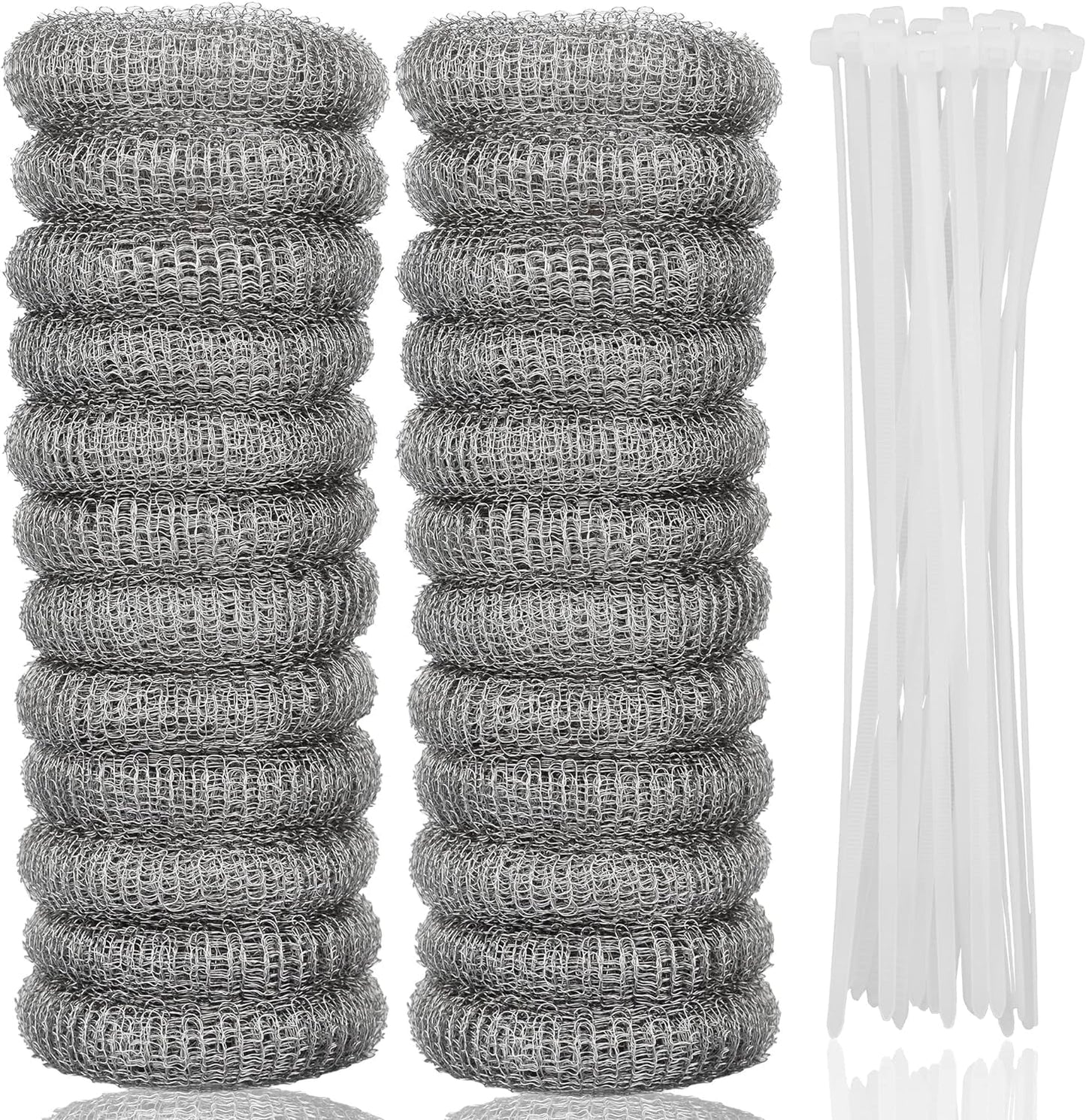 Stainless Steel Washing Machine Lint Snare Traps, 12 PCS Washer Hose Lint Traps with 12 PCS Cable Ties, Laundry Mesh Washer Sink Drain Hose Screen Filter