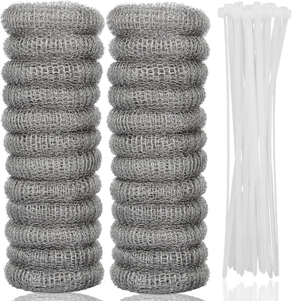 Stainless Steel Washing Machine Lint Snare Traps, 12 PCS Washer Hose Lint Traps with 12 PCS Cable Ties, Laundry Mesh Washer Sink Drain Hose Screen Filter