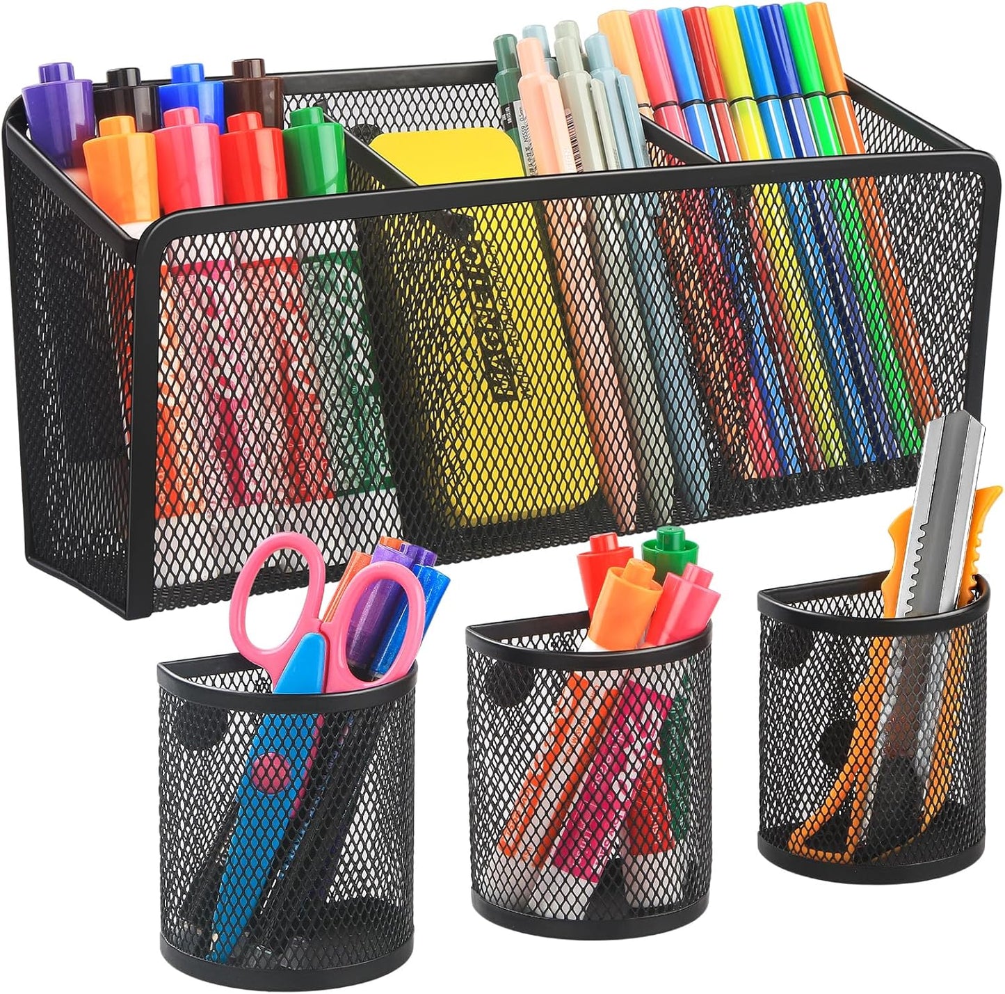 Magnetic Pen Holder, Metal Storage Basket with Strong Magnets | Organizer for Whiteboard Refrigerator Locker Accessories Teacher Must Haves Classroom Organization