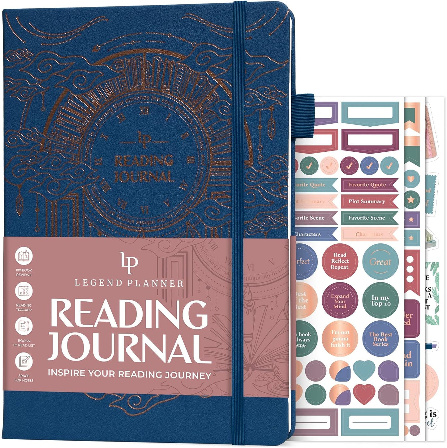 Legend Reading Journal for Book Lovers – Reading Log Tracker for Adults & Kids – Book Nerd Gifts & Accessories, 180 Reviews (Mint Cream)