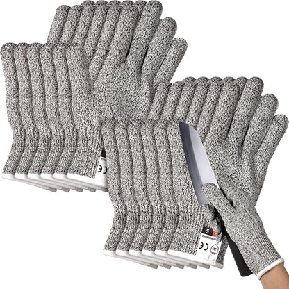 Potchen 15 Pairs Cut Resistant Gloves Level 5 Protection Cutting Safety Kitchen Anti Cut Gloves for Kitchen Fish and More (Medium)