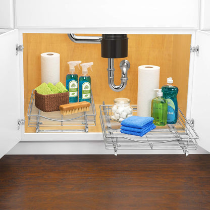 LYNK PROFESSIONAL® Pull Out Cabinet Organizer, Kitchen Slide Out Drawer | 14W x 21D chrome rollout shelf creates easy-access storage for cookware, pantry items and kitchen essentials inside cabinets