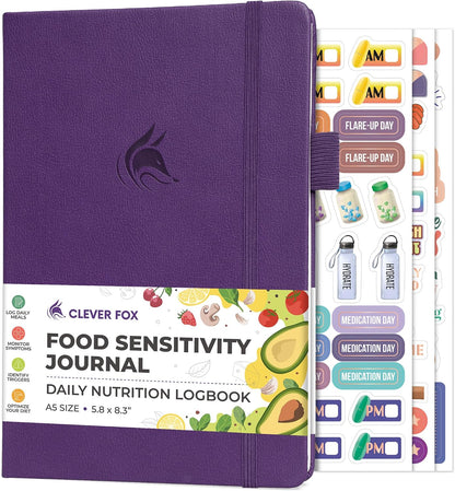 Clever Fox Food Sensitivity Journal & Symptom Diary, 8.5x11 Purple