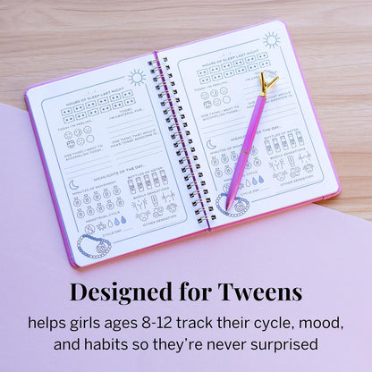 Pixie Period Tracker Journal for Girls 8-12 - Pixie’s My First Period Notebook with Daily Menstrual Cycle Guided Reflection For Feminine Care - First Period Gifts For Young Girls & Teens