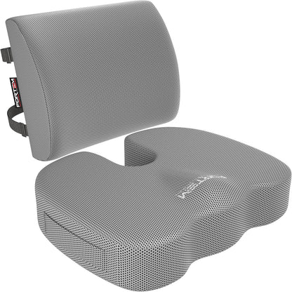 FORTEM Seat Cushion, Office Chair Cushion, Lumbar Support Pillow for Office Chair, Memory Foam Car Seat Cushions, Sciatica Coccyx Tailbone Pain Relief, Cushions for Back Support, Washable, Non Slip