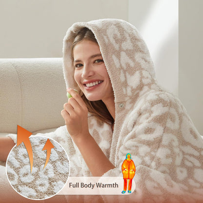 WDCOZY Wearable Blanket Hoodie Poncho Throw Comfy Soft Warm Cape Shawl Cozy Cloak Wrap Hooded with Sleeves For Women Adults