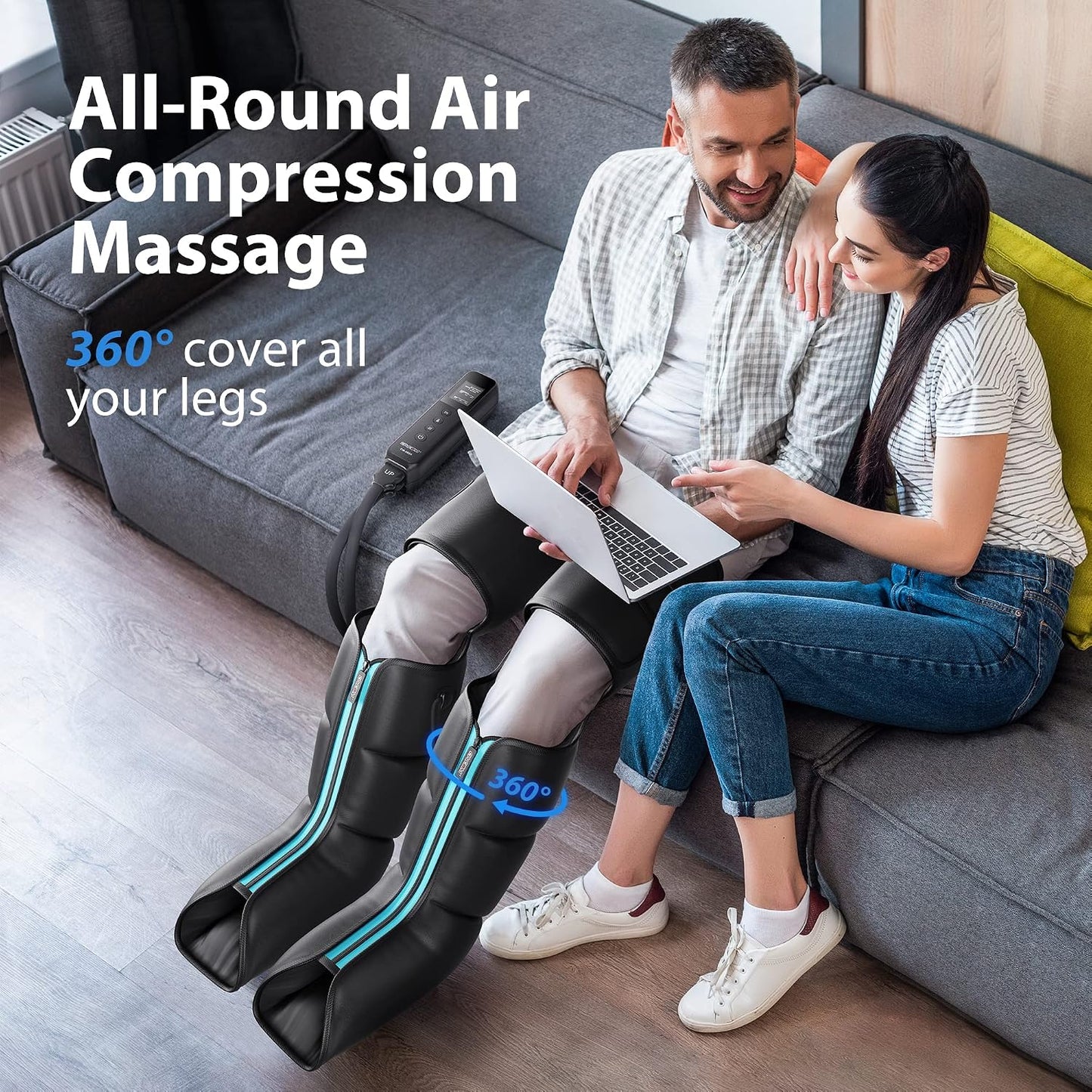 CINCOM Leg Massager with Heat and Air Compression for Pain Relief FSA - HSA | Air compression boots, for calf & foot, promotes recovery, relieves edema