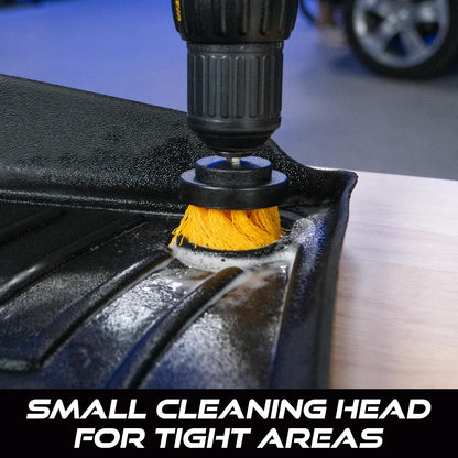 VIKING Drill Cleaning Brush Set for Car Carpet Cleaning, 2 Pack | Fits Standard Drills, Stiff Bristle, Interior Cleaning Scrub Brush for Carpets and Rubber Floor Mats, Home, Garage