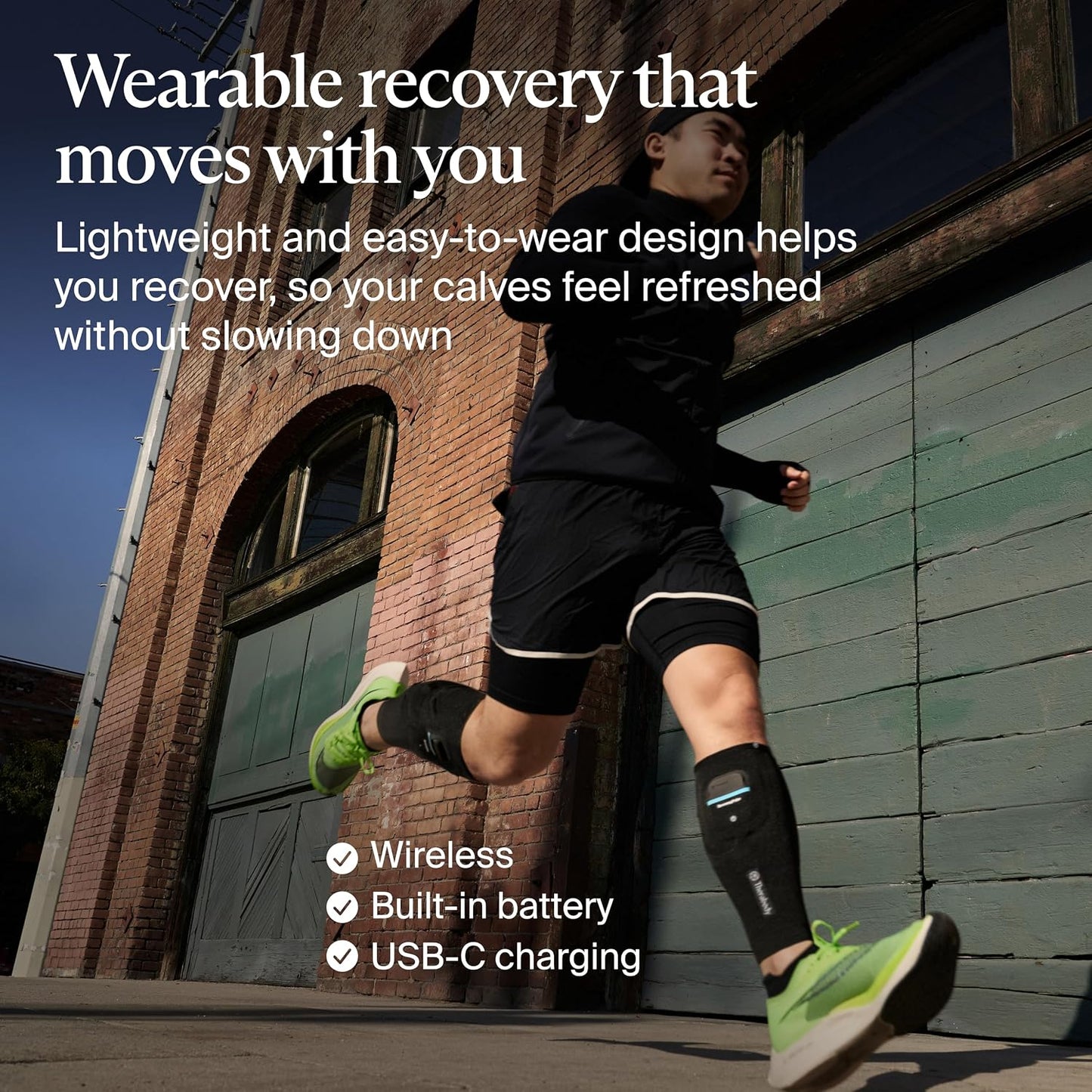 Therabody RecoveryPulse Calf - Compression and Vibration Sleeve for On The Go Relief, Reduce Soreness and Pain in Lower Legs, Increase Flexibility (Medium)