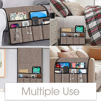 Joywell Remote Caddy Couch Remote Control Holder for Recliner Sofa Armrest Organizer Non Slip Arm Chair Caddie with 6 Pocket Storage for Magazine, Tablet, Phone, iPad, Black
