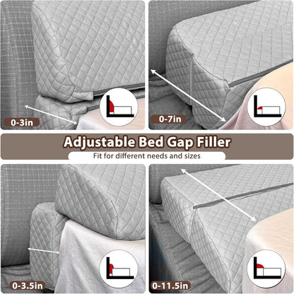 4 Modes Pillow Wedge for Headboard Gap, Foldable Bed Wedge Pillow, Bed Gap Filler King Size Fill The Gap (0-7"), Mattress Gap Filler Long Pillow Between Headboard and Mattress