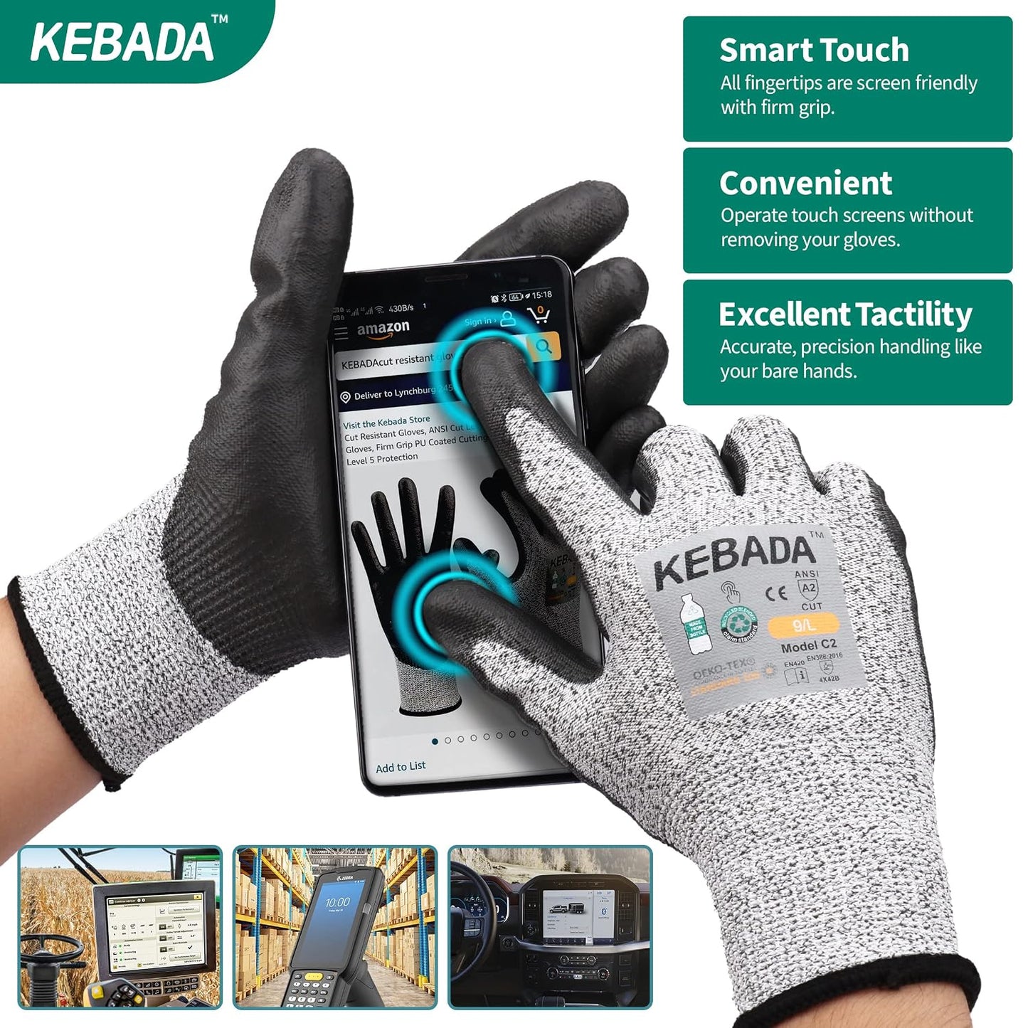 C4 Cut Resistant Gloves, ANSI A4, 100% Food Grade, 1 Pair, Medium | Food grade cutting gloves, glass-free & steel-free, breathable, washable. Ideal for meat cutting, slicing and oyster shucking