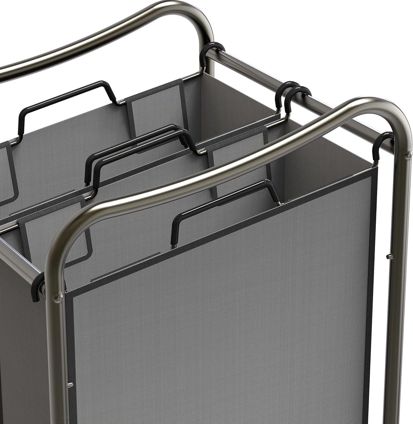 Simple Houseware 2-Bag Heavy Duty Laundry Sorter Rolling Cart, Dark Grey | Removable Bags and Lockable Wheels for Laundry Room Organization