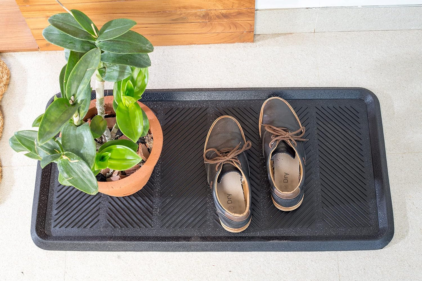 IRONGATE Heavy Duty Big Foot Boot Tray - Set of 2 Indoor/Outdoor Use 100% Rubber All Weather Shoe Mat - Multi-Purpose Entryway/Garage/Pet Feeding/Painting Project Clean Ups - 16x32 - Black
