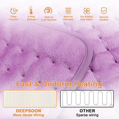 Heating Pad,Heated Blanket,Heating Pad for Back Neck,Grey,24x12 Inch | Electric Heating Pad,Dry/Moist Heat Heating Pads,Heating Pads for Shoulder,Abdomen,Heat Pad for Women Men,Birthday Gift