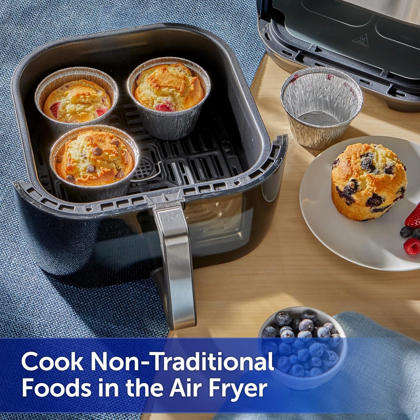 Reynolds Kitchens Air Fryer Liners Disposable, Unbleached Parchment Paper Sheets, 50 Count | Pre-Cut Disposable Parchment Paper Sheets, Fits Round and Square Air Fryers, Safe Up To 400F, Perforated For Better Airflow