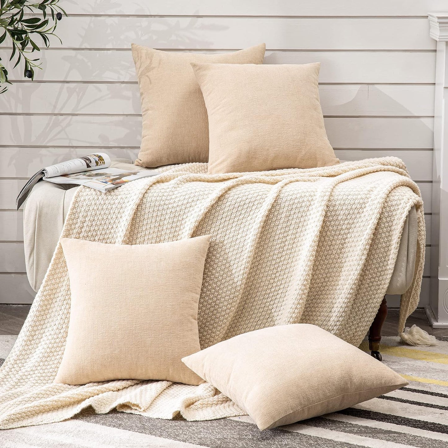 GAWAMAY Lumbar Support Pillow Decorative Rectangle Throw Pillow Covers 12"x20" Inch Set of 2, Soft Chenille Fall Pillowcase for Living Room Bedroom Sofa Couch Cushion Cover Grey 30x50cm (No Insert)