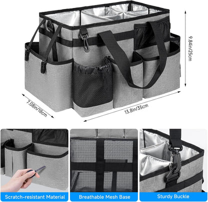 Cleaning Caddy Bag, Extra Large Cleaning Supply Bag for Housekeepers,Black | Sturdy Cleaning Caddy Organizer for Cleaning Supplies with Handle and Adjustable Shouder Strap, Easy to Clean Design