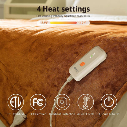 GOTCOZY Heated Blanket-Soft Plush Electric Blanket 50"X60"(Grey)